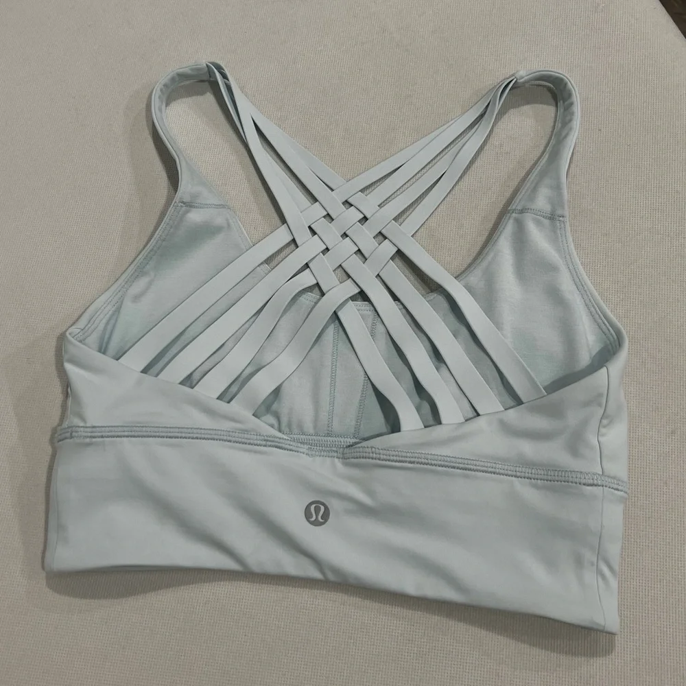 Lululemon Free To Be Moved Bra Sheer Blue Size 4 Athleisure Sporty